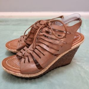 Patrizia Leather Gladiator Wedge Sandals Size 7